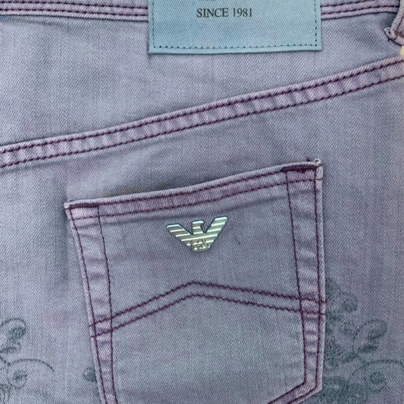 Armani Jeans Fringed Embroidered Mini Lilac Jean Skirt $380 - Picture 5 of 5